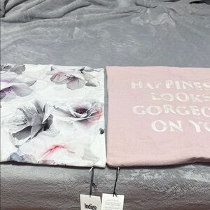 Floral and Text Throw Pillows